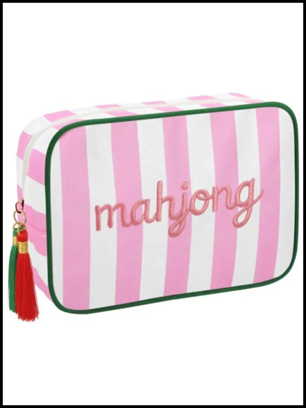Embroidered Mahjong Tile Storage Bag, Fits 166 Tiles, Travel Game Accessory,